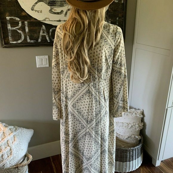 Western Paisley Kimono Maxi Duster Cardigan Jacket - Picture 2 of 4